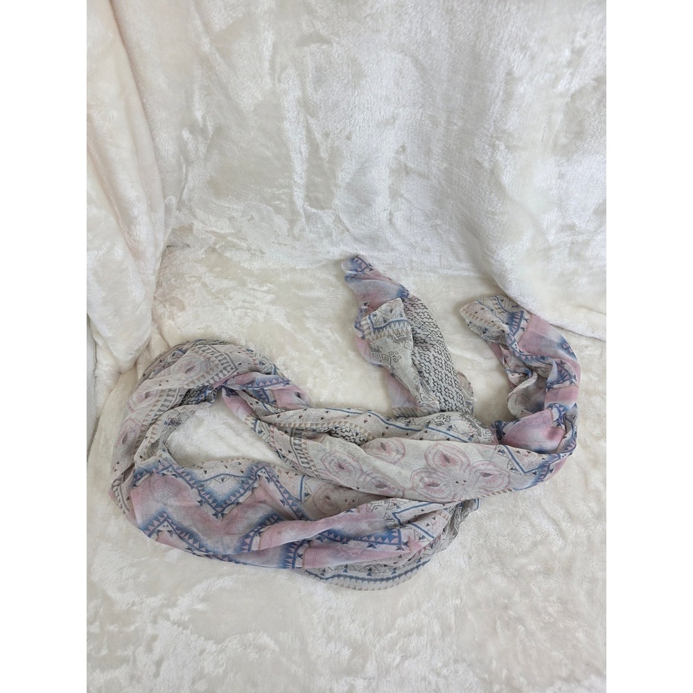 Justin & Taylor Pink Blue Geometric Paisley Print Lightweight Scarf NWT